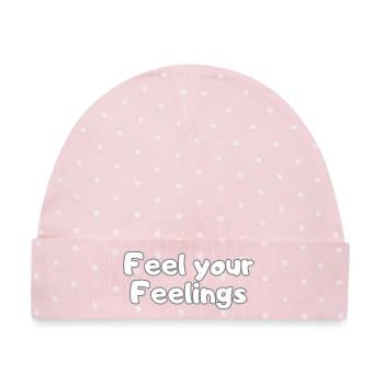 Feel Your Feelings – Selfcare Statement Shirt - Baby Premium Organic Mütze - Rosa/Weiße Punkte - Vorne