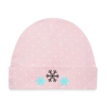 Schneeflocken - Baby Premium Organic Mütze - Rosa/Weiße Punkte - Vorne