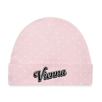 Vienna Design - Baby Premium Organic Mütze - Rosa/Weiße Punkte - Vorne