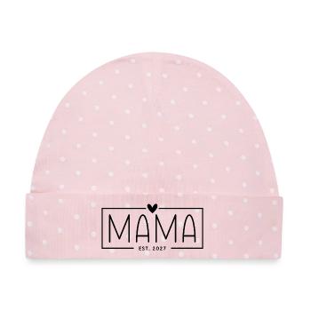 Mama Est 2027 - Baby Premium Organic Mütze - Rosa/Weiße Punkte - Vorne