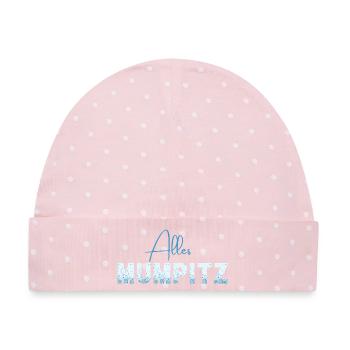Alles Mumpitz - Wortschätze - vergessene Wörter - Baby Premium Organic Mütze - Rosa/Weiße Punkte - Vorne
