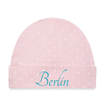Berlin - Baby Premium Organic Mütze - Rosa/Weiße Punkte - Vorne