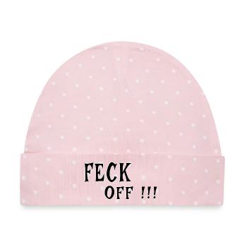 Feck Off – Irish Attitude - Baby Premium Organic Mütze - Rosa/Weiße Punkte - Vorne