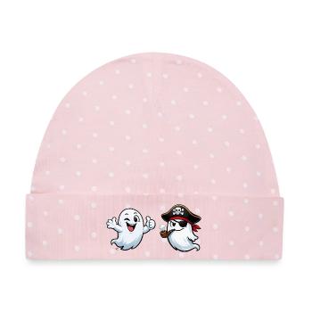 Geisterpirat-Duo - Baby Premium Organic Mütze - Rosa/Weiße Punkte - Vorne