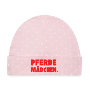 Pferdemädchen – Perfektes Geschenk für Pferdefans - Baby Premium Organic Mütze - Rosa/Weiße Punkte - Vorne
