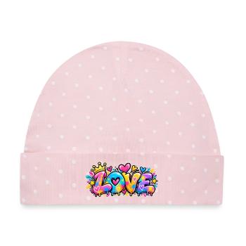 Love Graffiti Pastel Hearts: Garantiert Cracking! - Baby Premium Organic Mütze - Rosa/Weiße Punkte - Vorne