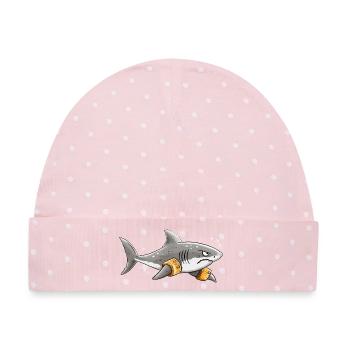 Hai Schwimmflügel Schwimmlehrer Meer Humor - Baby Premium Organic Mütze - Rosa/Weiße Punkte - Vorne