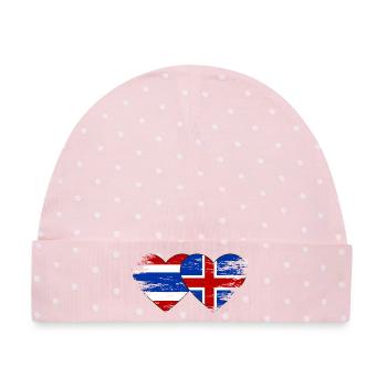 Thailand Island Flagge Herzform used - Baby Premium Organic Mütze - Rosa/Weiße Punkte - Vorne