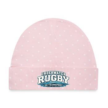 Unterwasser Rugby 3D TeamSport - Baby Premium Organic Mütze - Rosa/Weiße Punkte - Vorne