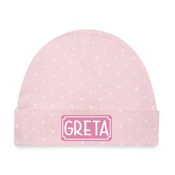 GRETA - Baby Premium Organic Mütze - Rosa/Weiße Punkte - Vorne
