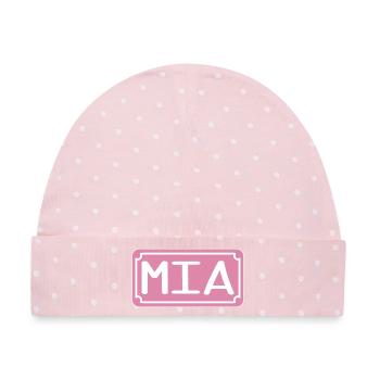 VORNAME MIA - Baby Premium Organic Mütze - Rosa/Weiße Punkte - Vorne
