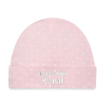 Generation Loyal Gothic Typography Design - Baby Premium Organic Mütze - Rosa/Weiße Punkte - Vorne