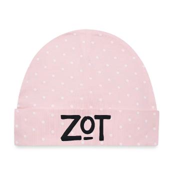 ZOT Bold Brushstroke Logo - Baby Premium Organic Mütze - Rosa/Weiße Punkte - Vorne