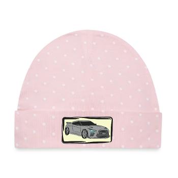 Sportwagen Neon Silhouette - Baby Premium Organic Mütze - Rosa/Weiße Punkte - Vorne