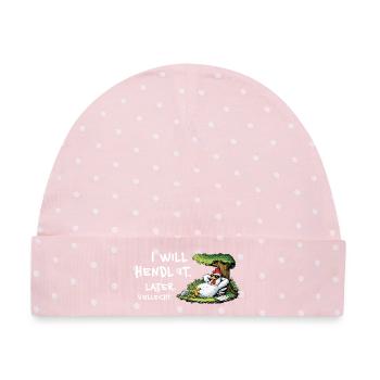 Hendl-Prokrastination Cartoon - Baby Premium Organic Mütze - Rosa/Weiße Punkte - Vorne