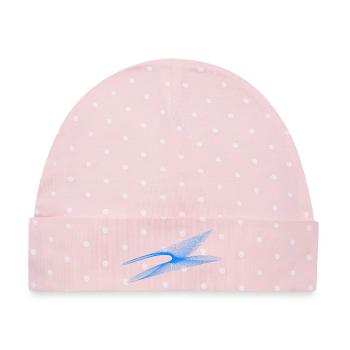 Geometrische Welle – Blaue generative Linienzeichnung - Baby Premium Organic Mütze - Rosa/Weiße Punkte - Vorne