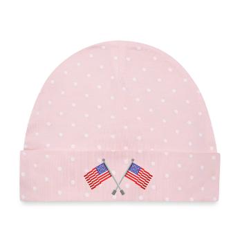 Flagge der Vereinigten Staaten - Baby Premium Organic Mütze - Rosa/Weiße Punkte - Vorne