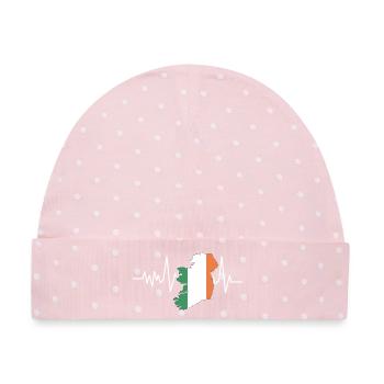 Herzschlag Irland Flagge - Baby Premium Organic Mütze - Rosa/Weiße Punkte - Vorne