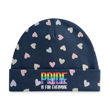 LGBT Pride Month - Pride ist für alle da - Baby Premium Organic Mütze - Marineblau/Bunte Herzen - Vorne