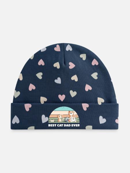 Best Cat Dad Katzen Papa Vintage Katzenliebhaber - Baby Premium Organic Mütze - Marineblau/Bunte Herzen