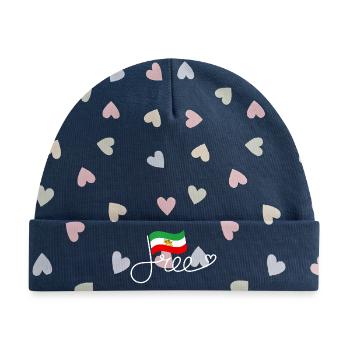 Free Iran Flaggen-Schriftzug - Baby Premium Organic Mütze - Marineblau/Bunte Herzen - Vorne