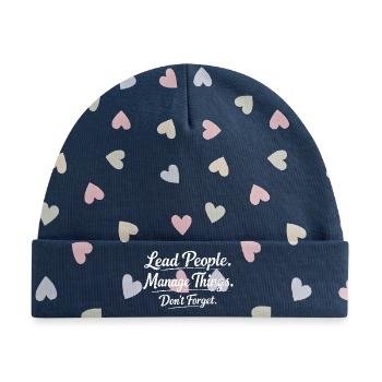 lead people, manage things, don't forget - Baby Premium Organic Mütze - Marineblau/Bunte Herzen - Vorne