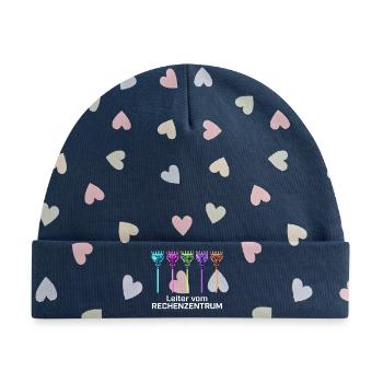 Landschaftsbauer Garten Schrebergarten - Baby Premium Organic Mütze - Marineblau/Bunte Herzen - Vorne