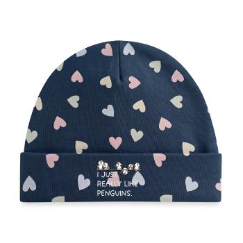 Pinguine Spruch Penguin Lover Tierhumor Cartoon - Baby Premium Organic Mütze - Marineblau/Bunte Herzen - Vorne
