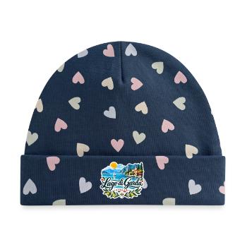 Lago di Garda Souvenir - Baby Premium Organic Mütze - Marineblau/Bunte Herzen - Vorne