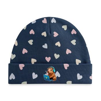 Capybara Programmierer Coder Computer - Baby Premium Organic Mütze - Marineblau/Bunte Herzen - Vorne