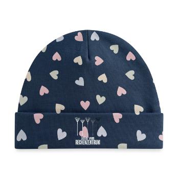 Rechenzentrum Design Gartengeräte Rechen Leiter - Baby Premium Organic Mütze - Marineblau/Bunte Herzen - Vorne