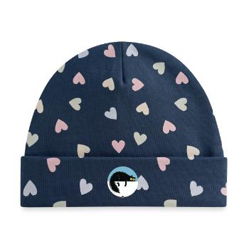 Lazy Surveillance Modus - Baby Premium Organic Mütze - Marineblau/Bunte Herzen - Vorne