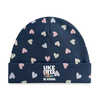 Hawaiian Ukulele Uke Otter Pun Uke - Baby Premium Organic Mütze - Marineblau/Bunte Herzen - Vorne