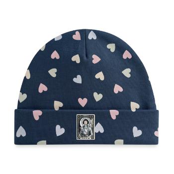 Johanna von Orléans Tarotkarte - Baby Premium Organic Mütze - Marineblau/Bunte Herzen - Vorne