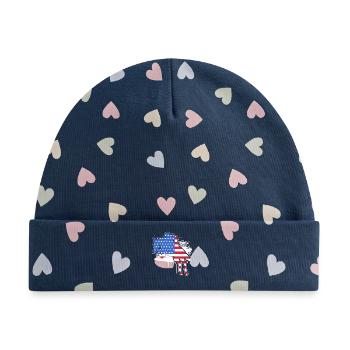 Pferderennen USA 4. Juli - Baby Premium Organic Mütze - Marineblau/Bunte Herzen - Vorne