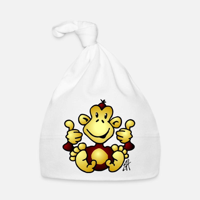 Full Color Monkey Design Organic Baby Cap