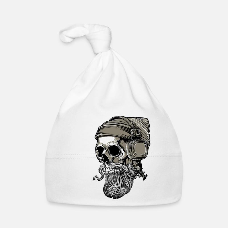 Bart Hipster Skull mit Kopfhörer Baby Bio-Mütze