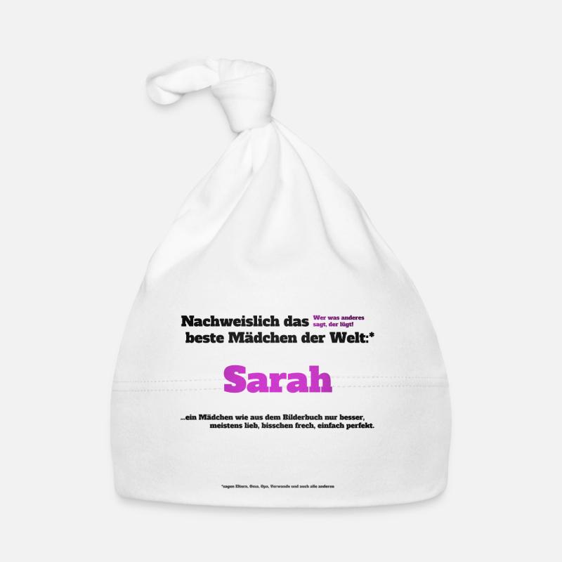 Ich bin Sarah - Sarah als Vorname - Mädchen Baby Bio-Mütze