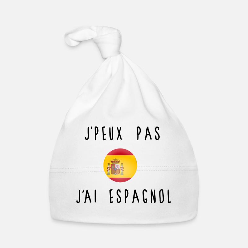J'peux Pas J'ai Espagnol Drapeau - Bonnet bio Bébé - blanc