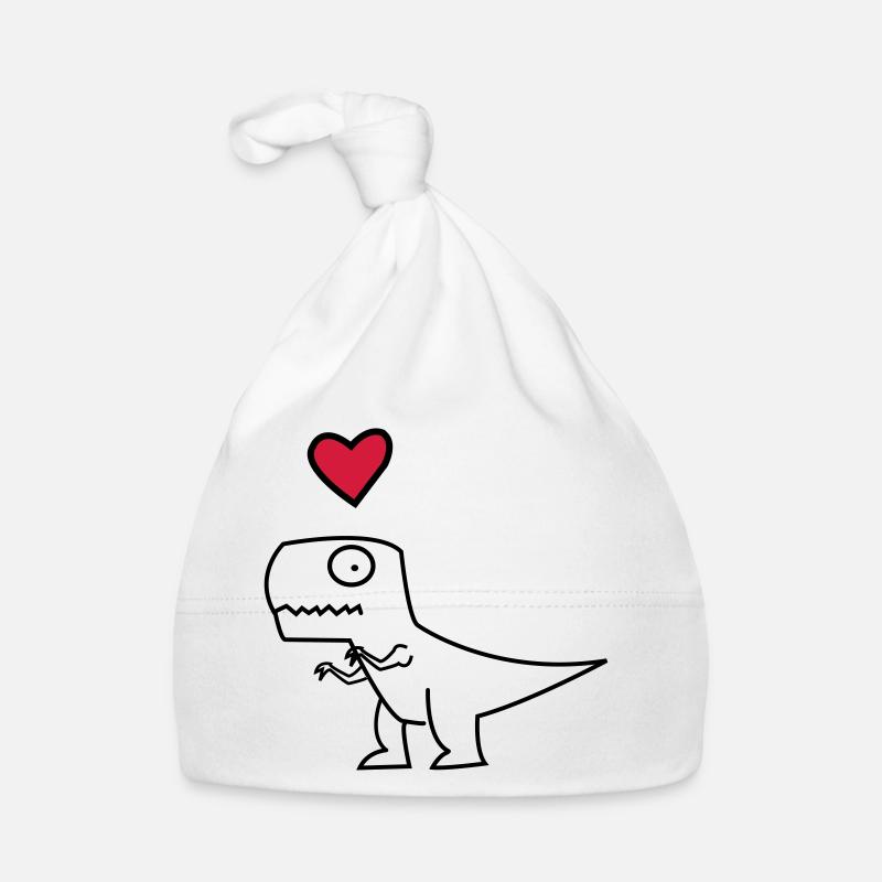 Dino Herz auf Schwarz - Baby Bio-Mütze - Weiß