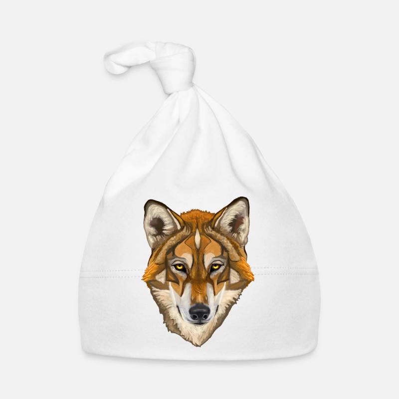 wolf - Organic Baby Cap - white