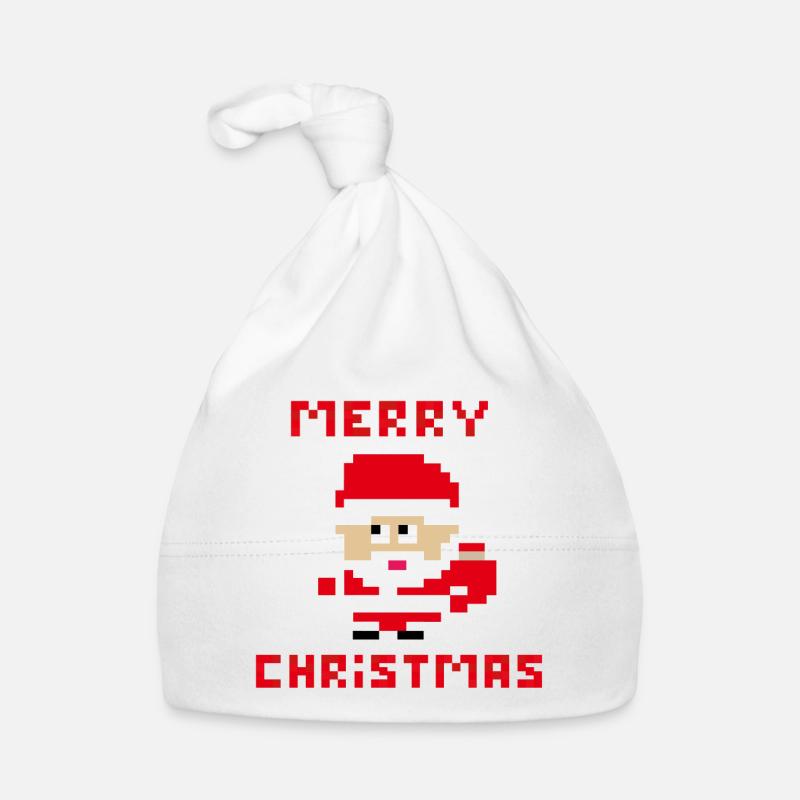 Santa 'Joyeux Noël' 8 bits Bonnet bio Bébé
