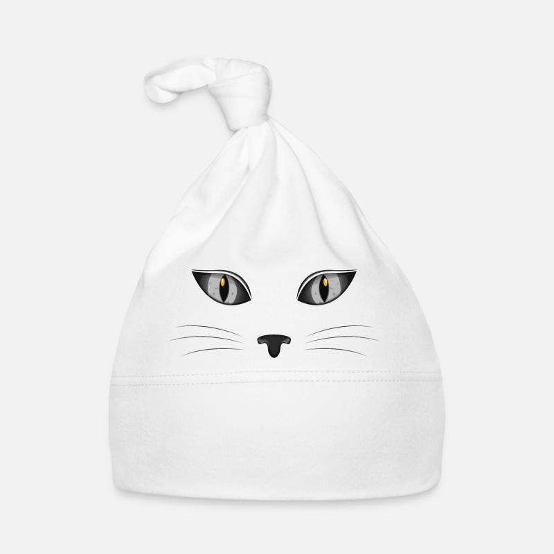 Chat chaton miaou chat domestique oeil de chat - Bonnet bio Bébé - blanc