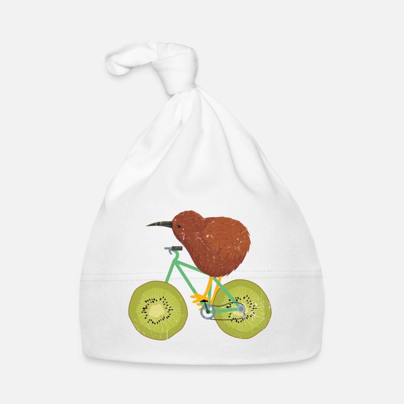 Cadeau vélo kiwi - Bonnet bio Bébé - blanc