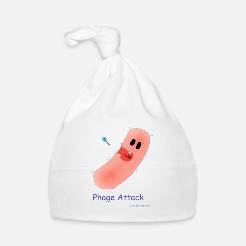 Phage Attack - Bacteria & Bacteriophage - Organic Baby Cap - white