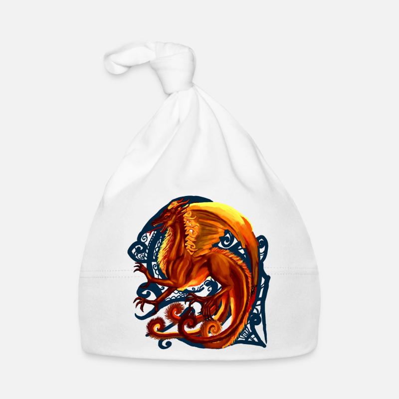 roter Drache - Baby Bio-Mütze - Weiß