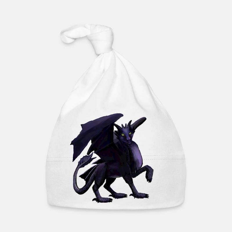 dragon noir - Bonnet bio Bébé - blanc