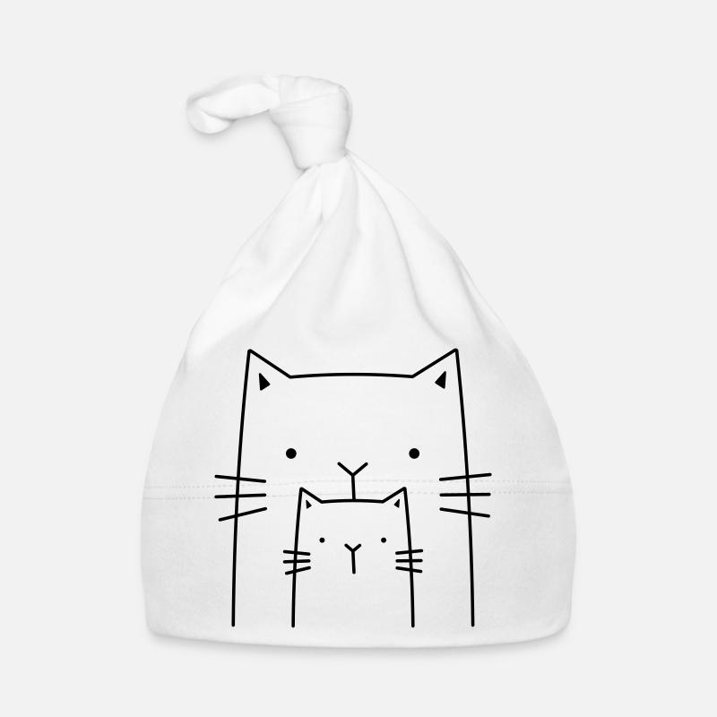 2 cats - drawing gift for cat owners - Organic Baby Cap - white