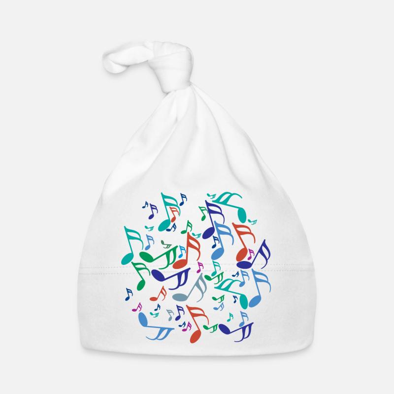 Notes de musique colorées - Bonnet bio Bébé - blanc