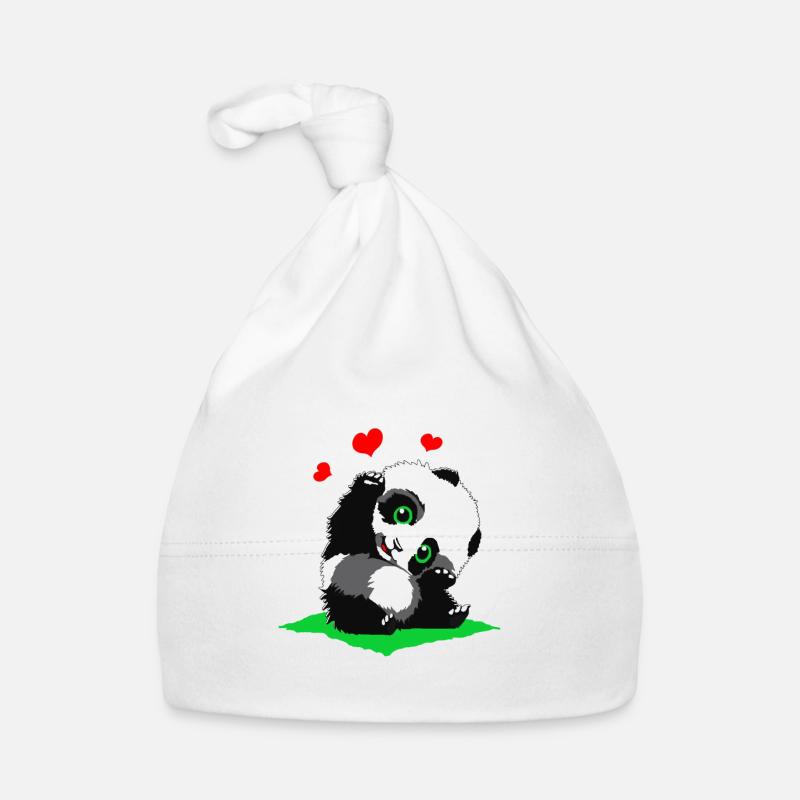 Panda câlin avec des cœurs Bonnet bio Bébé